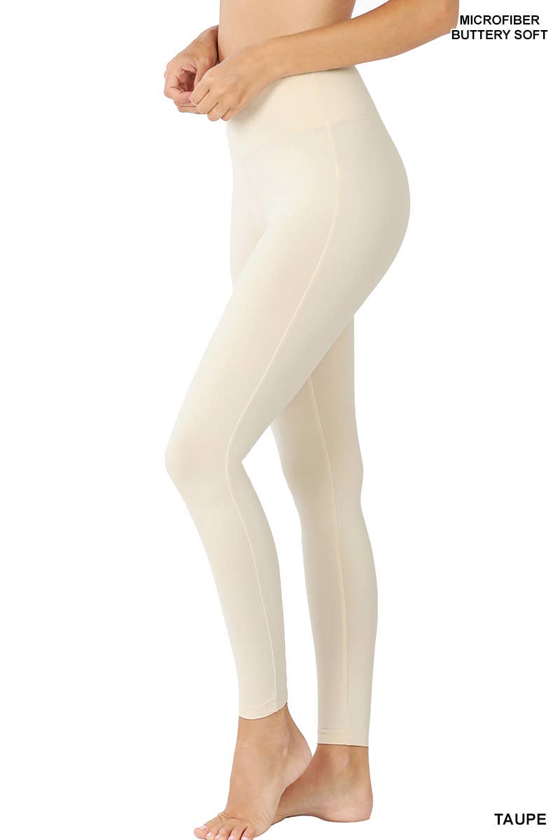 Premium Microfiber Wide Waistband Leggings: 1-1-2-2 (S-M-L-XL) / DK RUST
