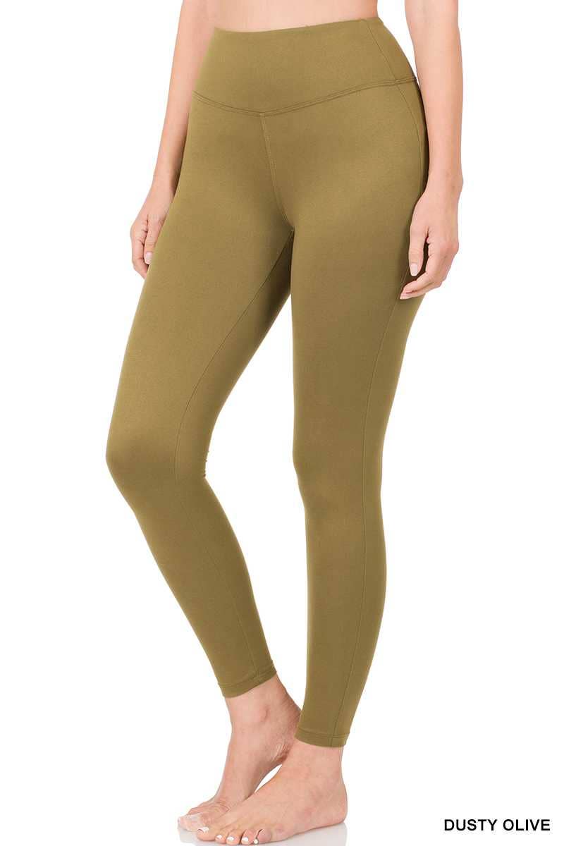 Premium Microfiber Wide Waistband Leggings: 1-1-2-2 (S-M-L-XL) / DK RUST