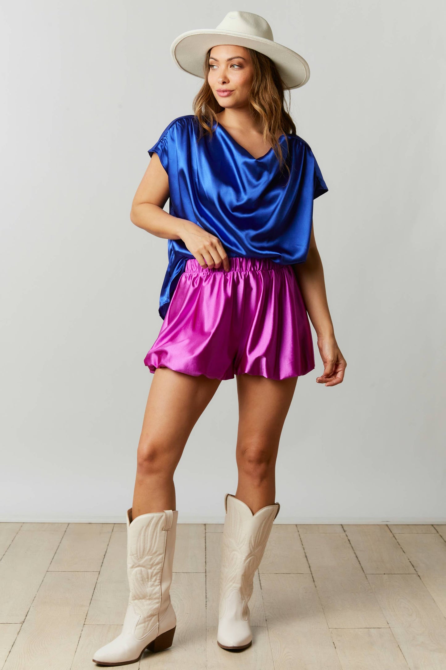 Shiny French Terry Bubble Shorts: S / KELLY GREEN