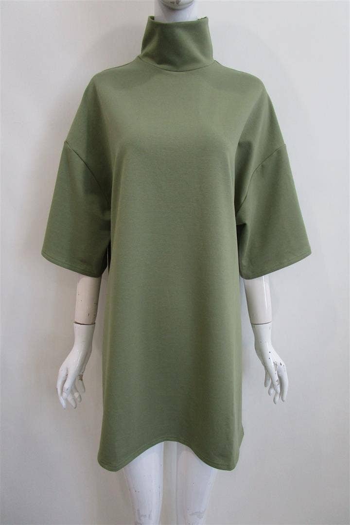 Oversized Mock Neck Tee: / YELLOW