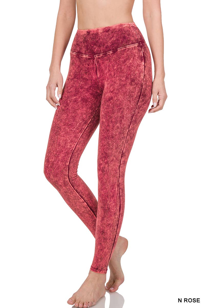 MINERAL WASHED WIDE WAISTBAND YOGA LEGGINGS