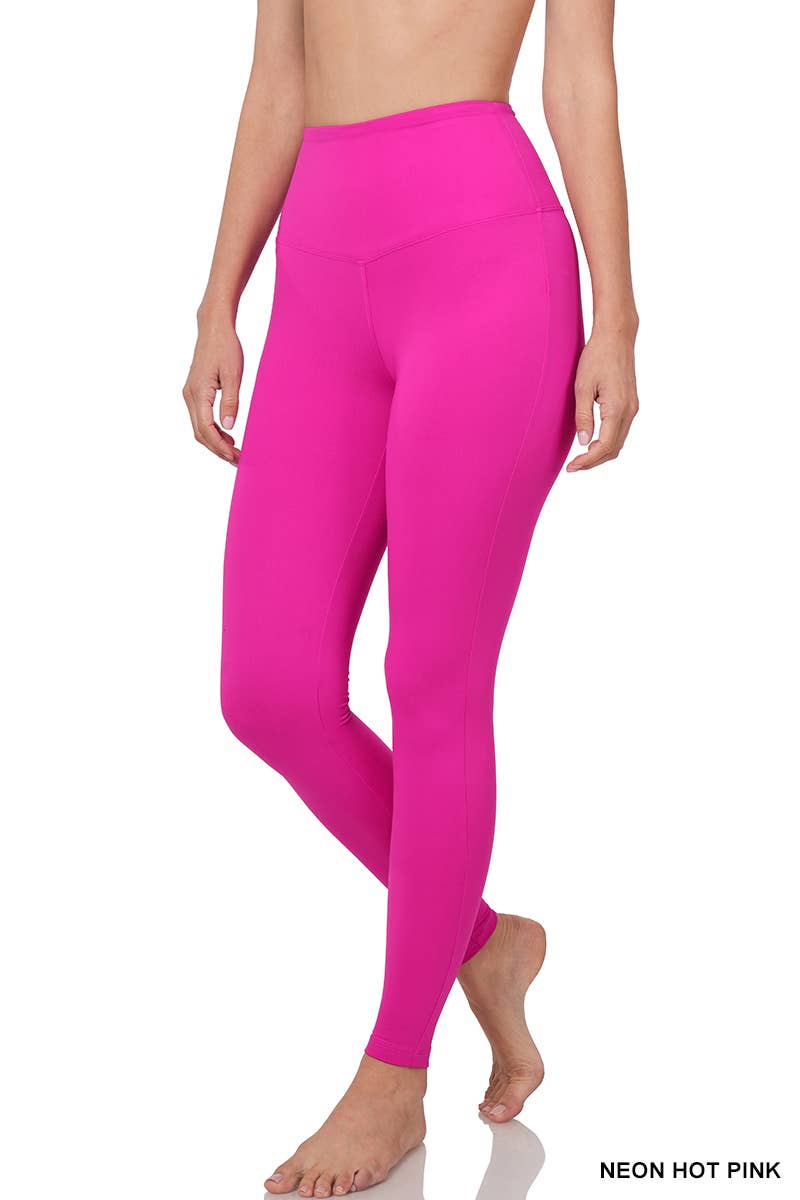 Premium Microfiber Wide Waistband Leggings: 1-1-2-2 (S-M-L-XL) / DK RUST