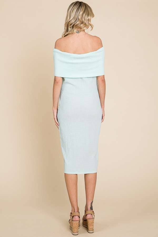 Off Shoulder Solid Dress: S / BLACK