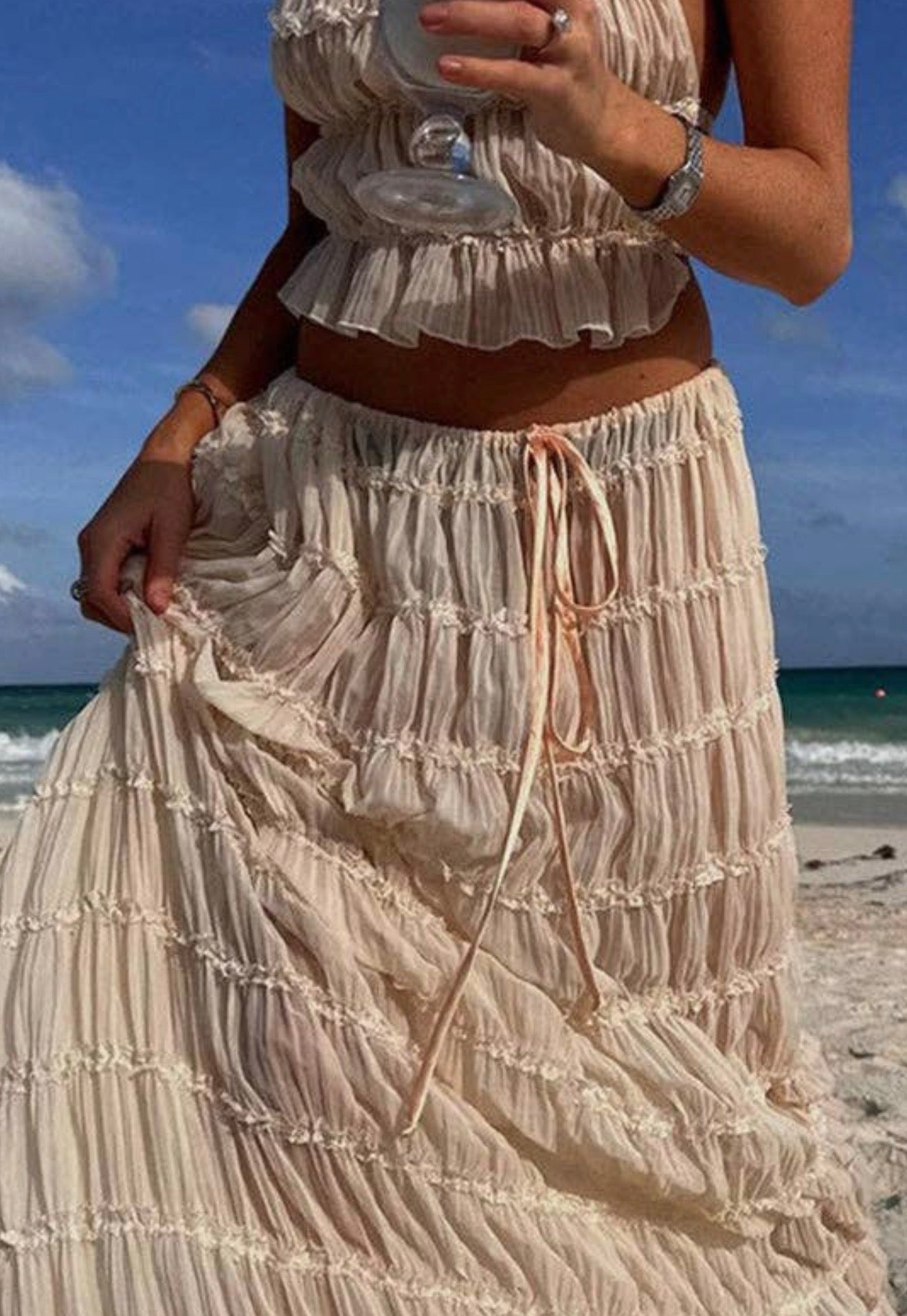 Beach Ready Sheer Skirt and Halter Top