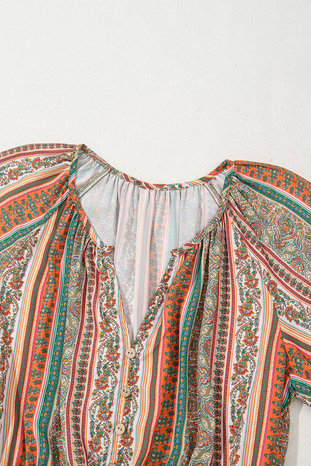 Bohemian Floral Print Buttoned V Neck Ruffle Tiered Dress