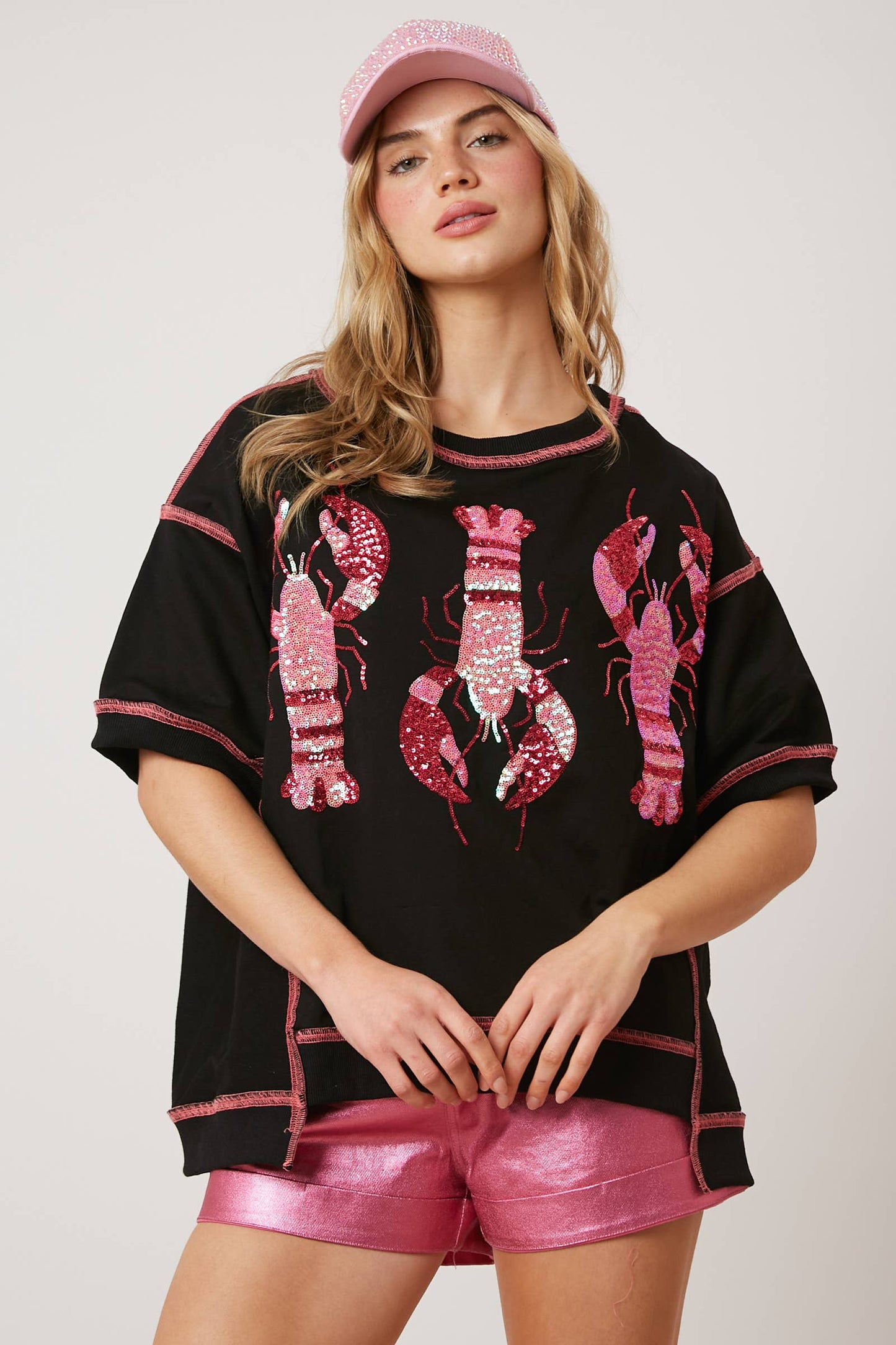 Sequin Crawfish French Terry Top