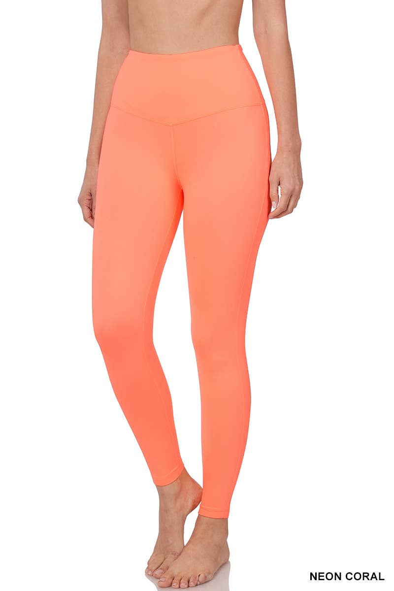 Premium Microfiber Wide Waistband Leggings: 1-1-2-2 (S-M-L-XL) / DK RUST