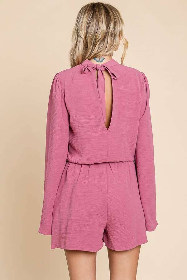 CWR1863L-Mock Neck Bell Sleeve Romper