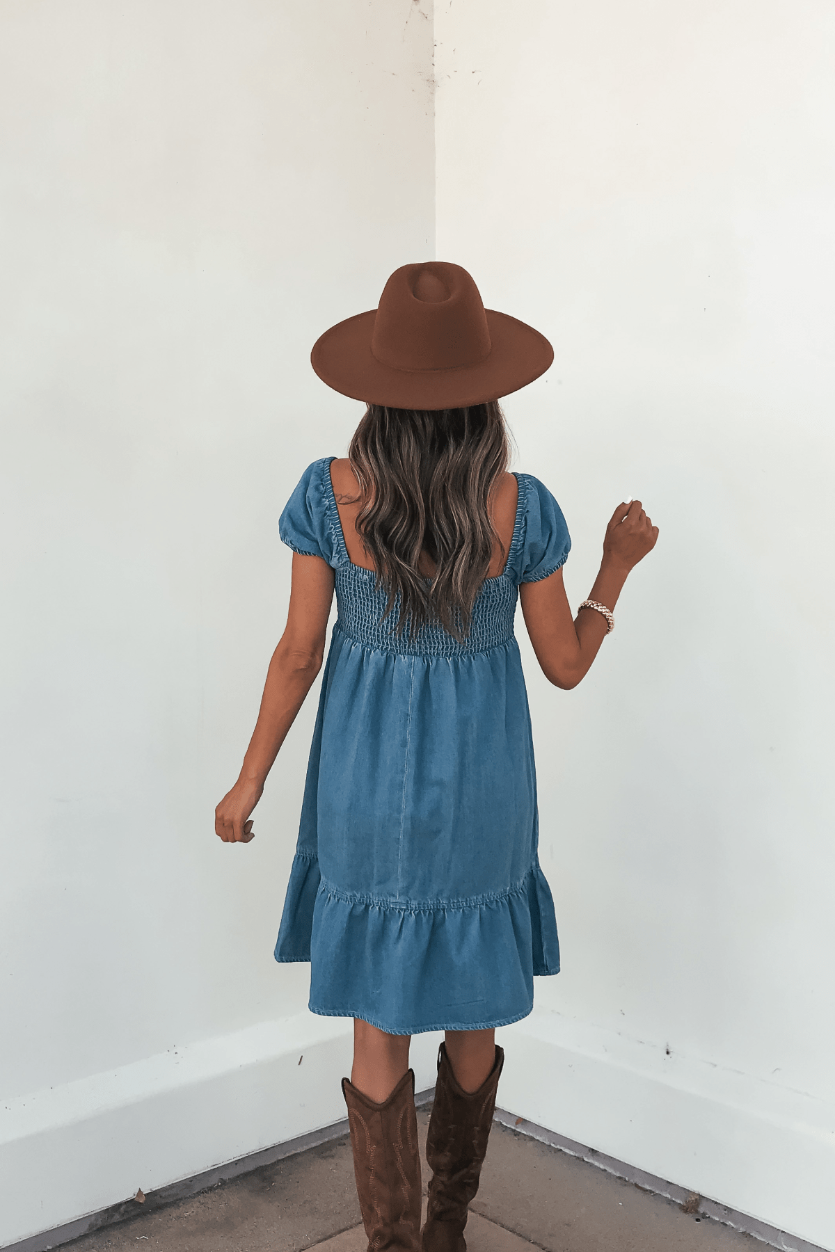 Blue Denim Tiered Mini Dress - FINAL SALE-ON LINE ONLY