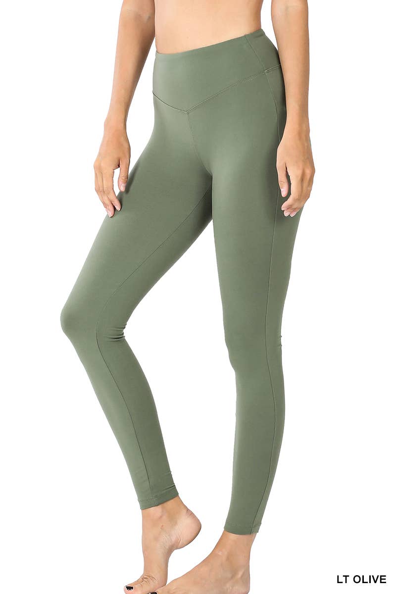 Premium Microfiber Wide Waistband Leggings: 1-1-2-2 (S-M-L-XL) / DK RUST