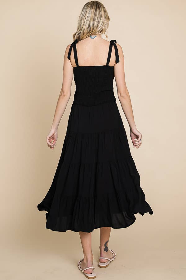 Smocking Tube Tiered Midi Dress: / ALOE GEL