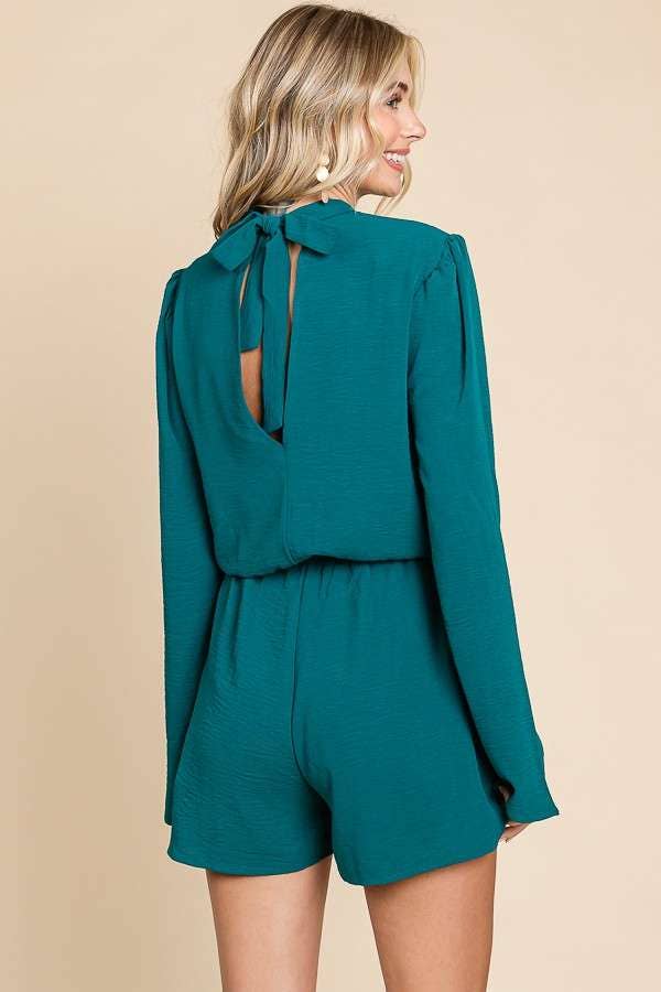 CWR1863L-Mock Neck Bell Sleeve Romper