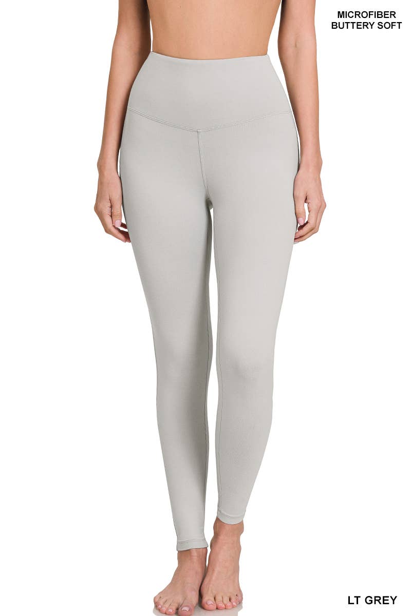 Premium Microfiber Wide Waistband Leggings: 1-1-2-2 (S-M-L-XL) / DK RUST