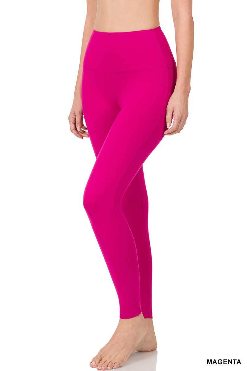 Premium Microfiber Wide Waistband Leggings: 1-1-2-2 (S-M-L-XL) / DK RUST