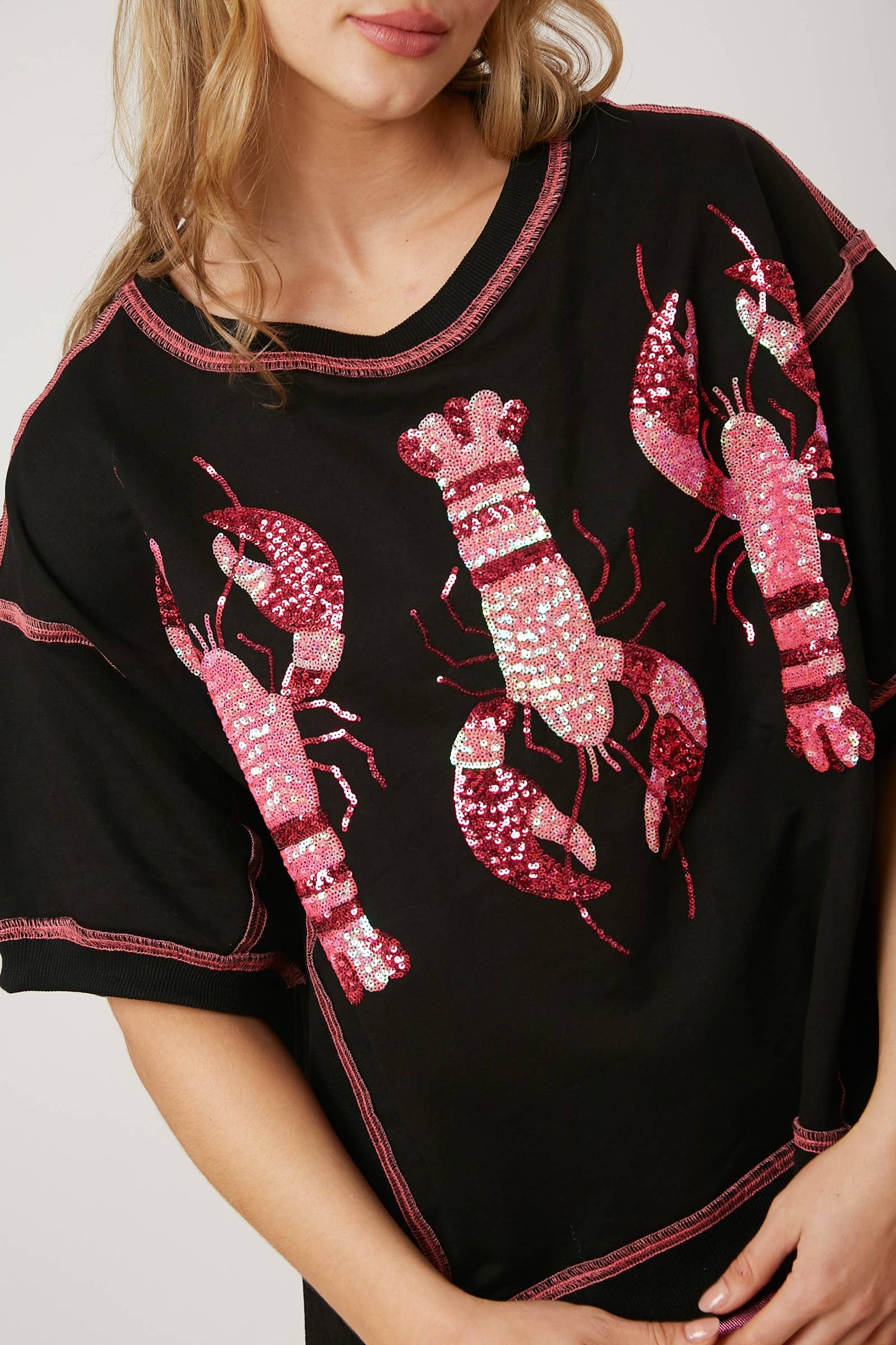 Sequin Crawfish French Terry Top