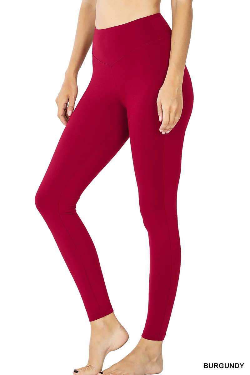 Premium Microfiber Wide Waistband Leggings: 1-1-2-2 (S-M-L-XL) / DK RUST