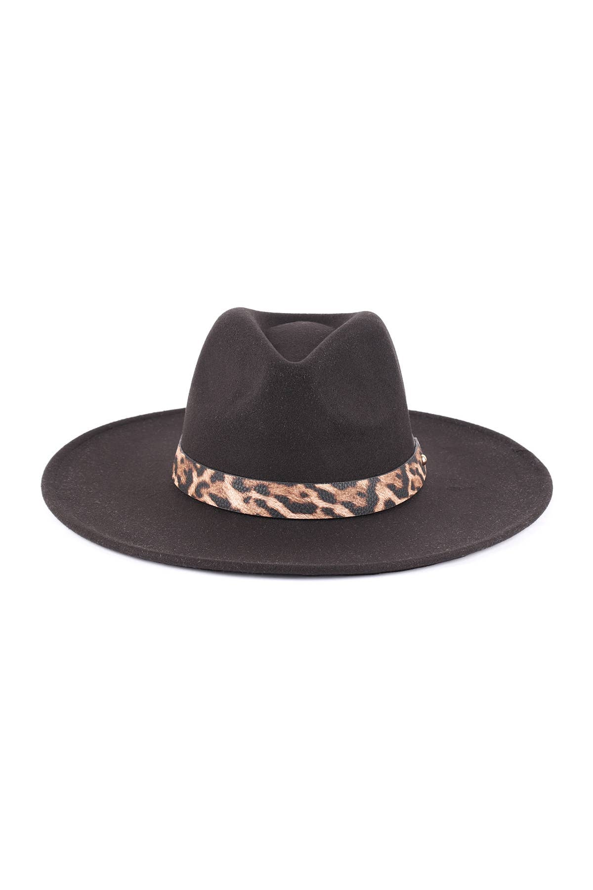 HDT3540 - FELT FASHION BRIM HAT W/ LEOPARD ACCENT