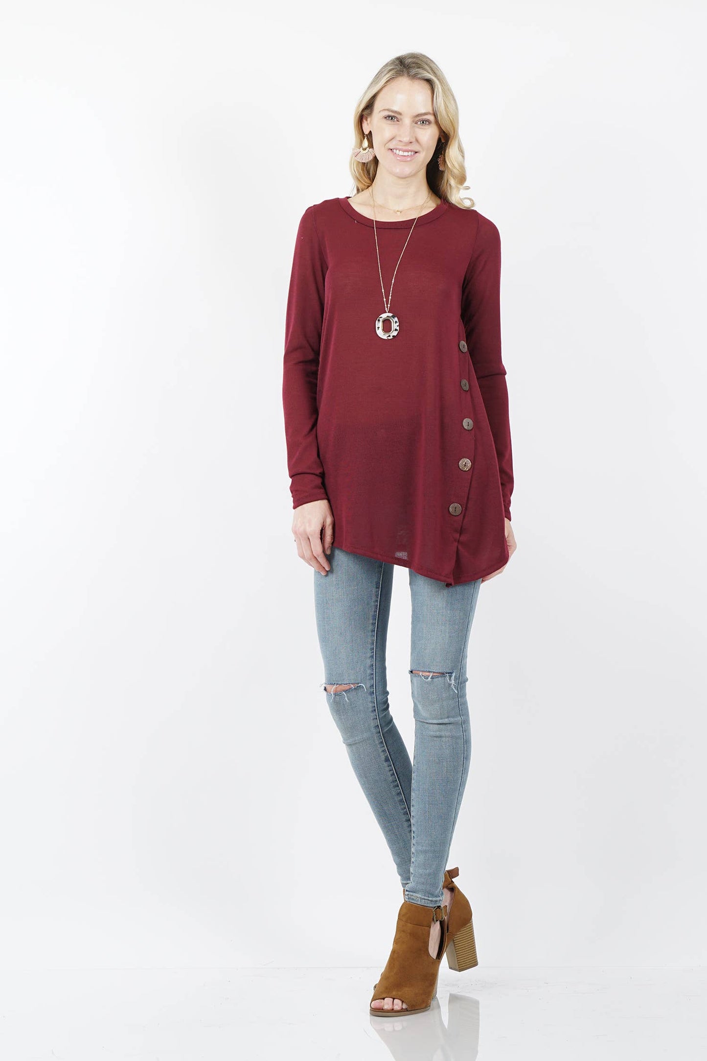 Side button cozy knit tunic