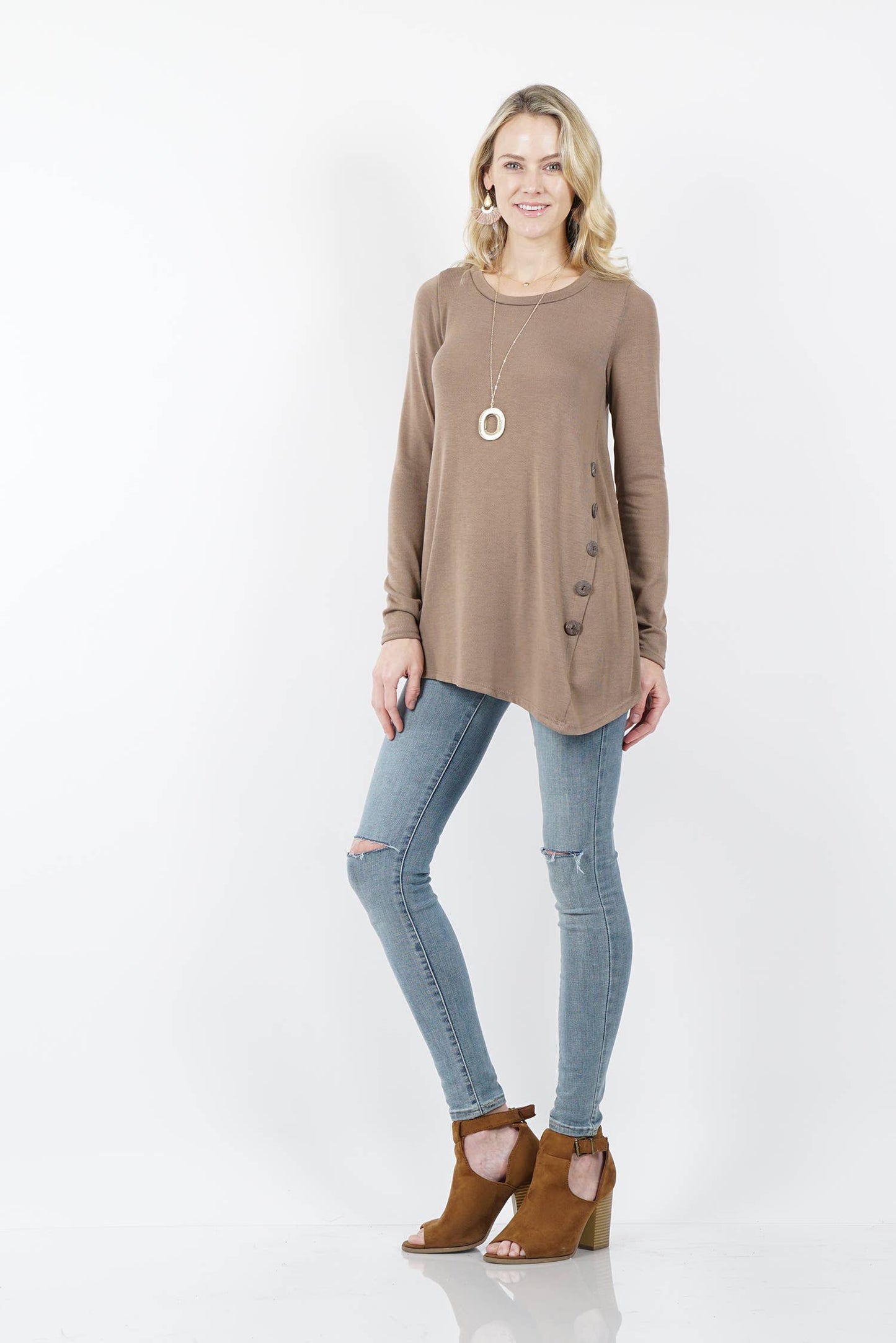 Side button cozy knit tunic
