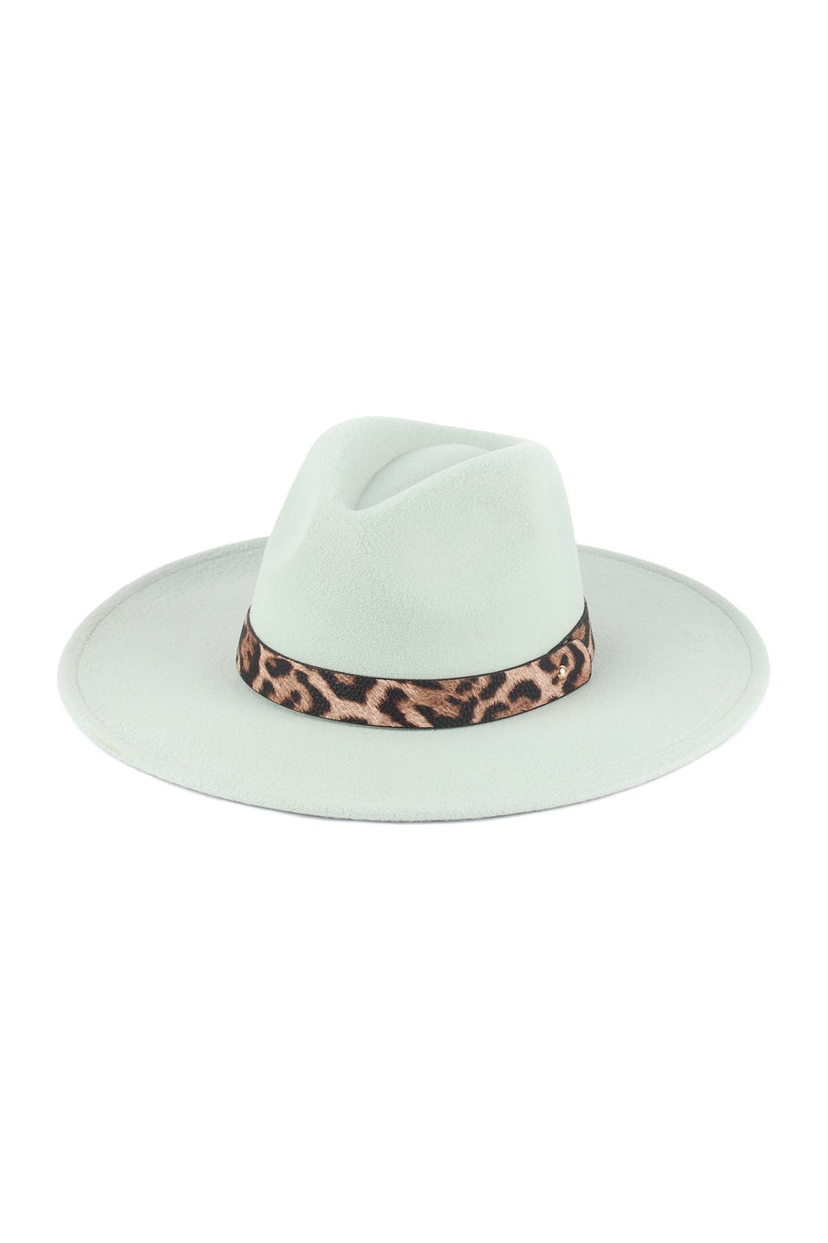 HDT3540 - FELT FASHION BRIM HAT W/ LEOPARD ACCENT