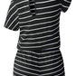 Striped Short Sleeve Drawstring Waist Romper