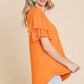 Round Neck Semi Loose Ruffle Sleeve Top