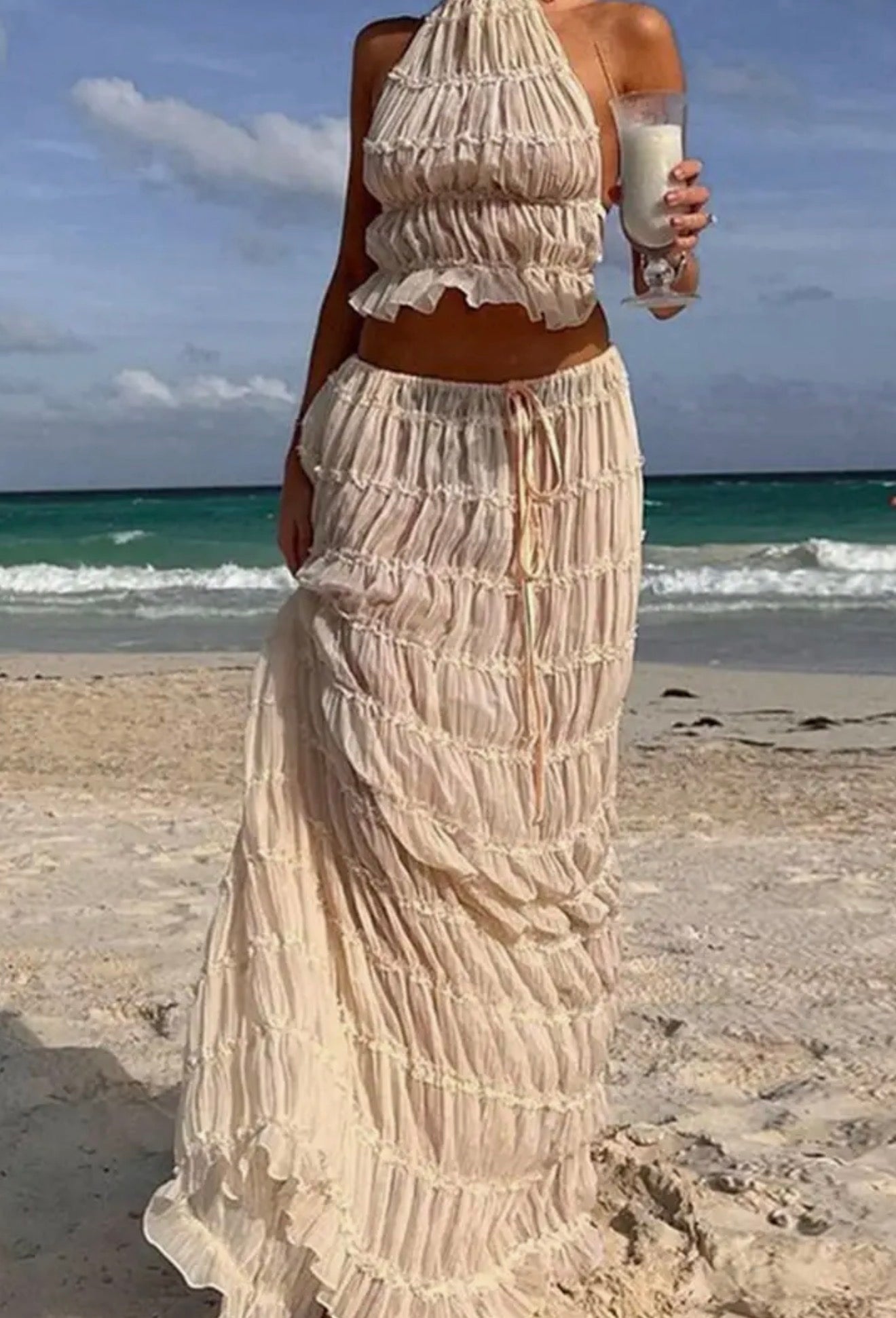 Beach Ready Sheer Skirt and Halter Top
