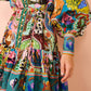Fashionable Printed Linen Cardigan Dress with A-Line Silhouette