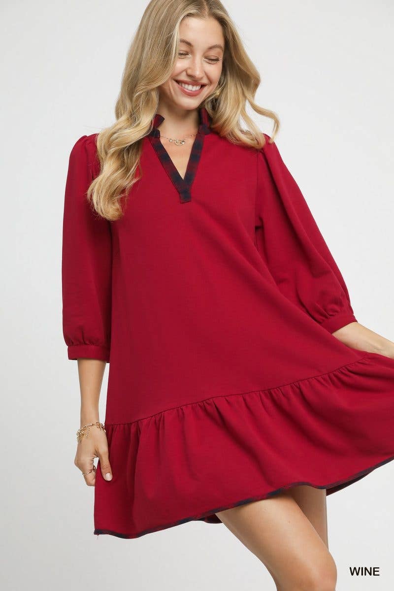 French Terry Ruffle Hem Dress