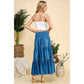 Front Button 3 tiered Denim Skirt
