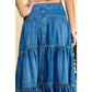 Front Button 3 tiered Denim Skirt