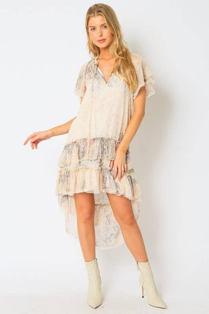 Printed Short Sleeve Dress