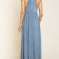 Stone Washed Side Slit Cut Out Maxi Dress