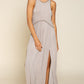 Stone Washed Side Slit Cut Out Maxi Dress