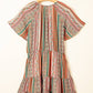 Bohemian Floral Print Buttoned V Neck Ruffle Tiered Dress