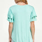 Round Neck Semi Loose Ruffle Sleeve Top:  / NEW SUNKIST