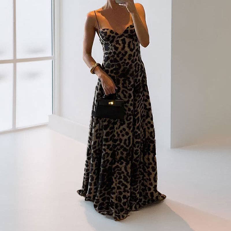 Elegant Leopard Print Maxi Dress for Casual Wear