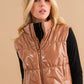 Gloss Shiny PU Quilted Puffer Zip Up Crop Vest