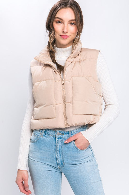 Puffer Vest With Pockets-ON LINE ONLY