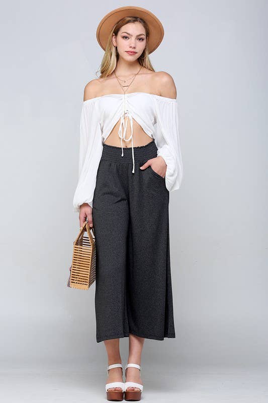 Smocked WAIST BEND GAUCHO PANTS