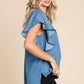 LST5325 - CHAMBRAY FLUTTER SLEEVE TOP=