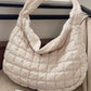 Beige Quilted Zipper Large Jennie  Shoulder Bag