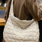 Beige Quilted Zipper Large Jennie  Shoulder Bag