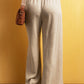 Beige Viscose Linen floor length wide leg pants