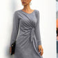 Round Neck Knot Long Sleeve Dress -