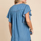 LST5325 - CHAMBRAY FLUTTER SLEEVE TOP=