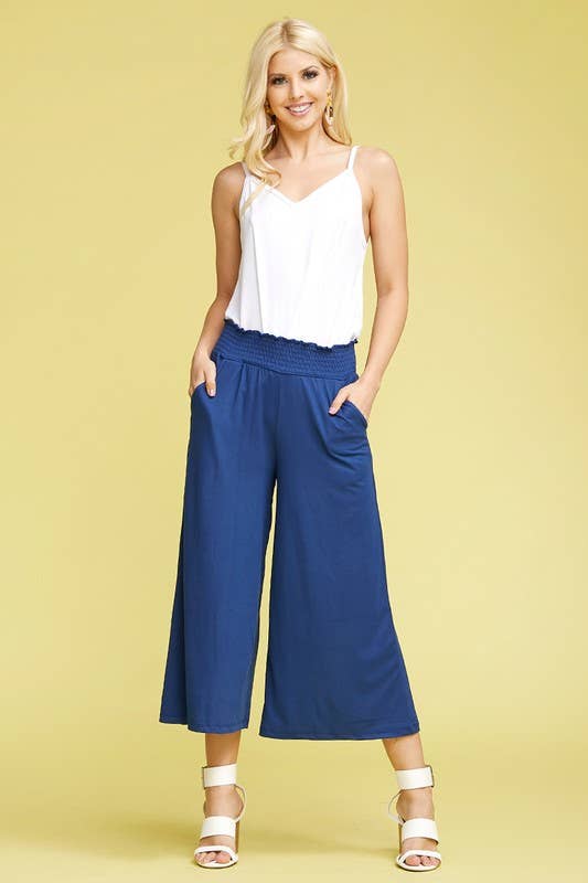 Smocked WAIST BEND GAUCHO PANTS