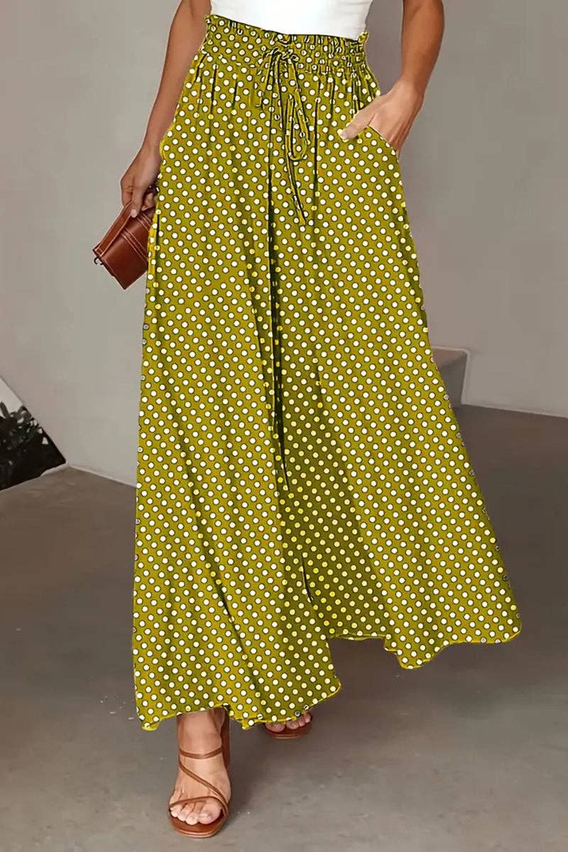 Polka Dot High-Waist Casual Pants