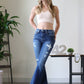 High-Rise Distressed Flare Denim Pants Jeans