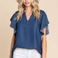 LST5325 - CHAMBRAY FLUTTER SLEEVE TOP=